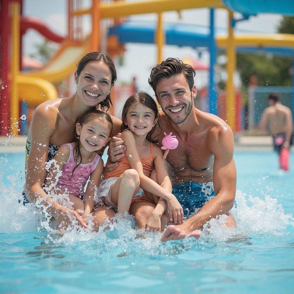 Families enjoying water attractions together